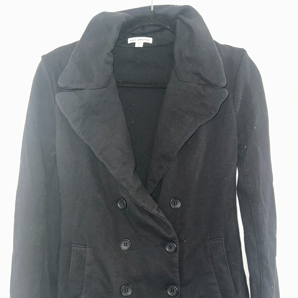 James Perse Black Double-Breasted Blazer Coat